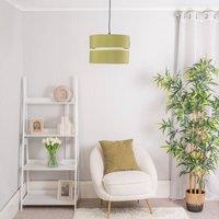 ValueLights Sophia Tier Large 35cm Drum Easy Fit Ceiling Light Lamp Shade and Bulb in Olive | Size: 14 inches