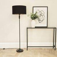 ValueLights Maggie Black Metal Candlestick Floor Lamp with Black and Metallic Gold Shade