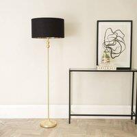 ValueLights Maggie Gold Metal Candlestick Floor Lamp with Black and Metallic Gold Shade