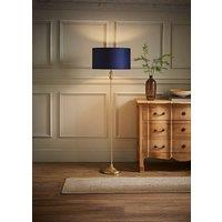 ValueLights Maggie Gold Candlestick Floor Lamp with Velvet Lamp Shade in Navy