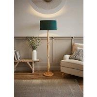 ValueLights Victoria Light Wood Traditional Stem Floor Lamp with Fabric Drum Shade in Green