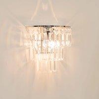 ValueLights Kelsks Pair of Chrome with Droplets Chandelier Style Flush Wall Lights in Silver