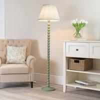 ValueLights Bobbins Sage Green Floor Lamp with Tapered Fabric Pleated Shade and LED Bulb in Pale Green