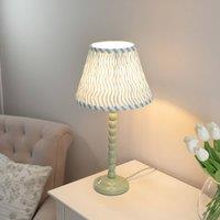 ValueLights Bobbins Sage Green Table Lamp with Tapered Fabric Pleasted Shade and LED Bulb in Pale Green