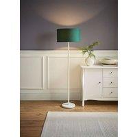 ValueLights Charlie White Single Stem Floor Lamp with Fabric Drum Lamp Shade and LED Bulb in Bottle Green