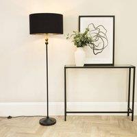 ValueLights Maggie Black Candlestick Floor Lamp with Black and Metallic Gold Shade and Bulb