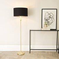 ValueLights Maggie Gold Candlestick Floor Lamp with Black and Metallic Gold Shade and Bulb