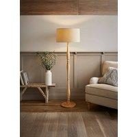ValueLights Victoria Light Wood Traditional Floor Lamp with Fabric Drum Shade and LED Bulb in Natural