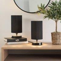 ValueLights Francis Black Dimmable Touch Table Lamp with Fabric Shade with Bulb