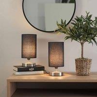 ValueLights Francis Brushed Chrome Dimmable Touch Table Lamps with Fabric Shade in Navy