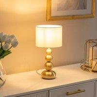 ValueLights Marissa Pair of Stacked Ball Table Lamp Lights with LED Bulbs in Metallic Gold
