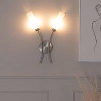 ValueLights Maya 2 Way Curved Upright Reed Shaded Wall Light in Silver