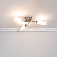 ValueLights Maya 3 Way Curved Cross Over Flush Ceiling Light with LED Bulb in Silver