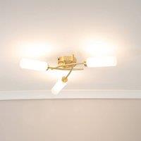 ValueLights Maya 3 Way Curved Cross Over Flush Ceiling Light with LED Bulb in Gold
