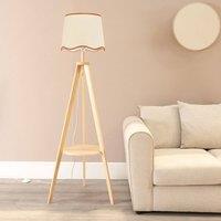 ValueLights Morrigan Natural Wood Tripod Floor Lamp Scallop White Trim Taper Shade in Burnt Orange