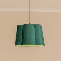 ValueLights Amy Velvet Scallop Shape Ceiling Floor Table Lamp Shade with LED Bulb in Bottle Green