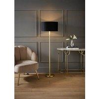 ValueLights Charlie Gold Stem Floor Lamp with Velvet Drum with Gold Inner Lamp Shade in Black