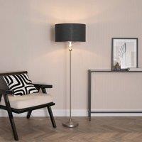 ValueLights Maggie Chrome Candlestick Floor Lamp with Chrome Inner Lamp Shade and LED Bulb in Charcoal