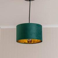 ValueLights Reni Green Velvet with Gold Inner Easy Fit Ceiling Lamp Shade and Bulb in Bottle Green | Size: Large