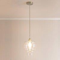 ValueLights Lane Glass 5 Tier Layered Shade Brushed Chrome Ceiling Pendant Light in Clear