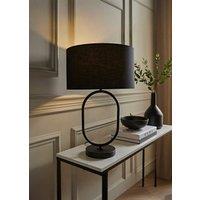 ValueLights Antonia Fabric Drum Lamp Shade Matte Black Oval Table Lamp