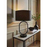 ValueLights Antonia Fabric Drum Lamp Shade Matte Black Oval Table Lamp in Charcoal