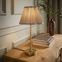 ValueLights Maeve Light Grey Pleated Faux Silk Scallop Shade Brushed Gold Bobbin Table Lamp