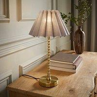 ValueLights Maeve Scallop Pleated Tapered Shade Brushed Gold Bobbin Bobble Table Lamp in Grey