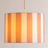 ValueLights Callie Colour Clash Natural and Brown Stripe Drum Lamp Shade and Bulb | Size: Large