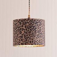 ValueLights Oasis Leopard Print with Metallic Gold Inner Drum Lamp Shade and Bulb