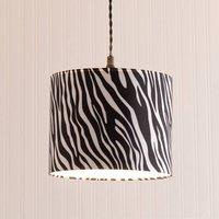 ValueLights Oasis Zebra Print Fabric with Metallic Chrome Inner Drum Lamp Shade and LED Bulb
