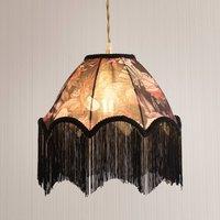 ValueLights Rosette Scalloped Flamingo Fabric Lamp Shade with Black Tassels and LED Bulb