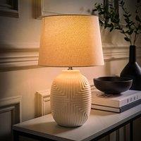 ValueLights Harrison Taper Shade White Geo Rib Pattern Gloss Table Lamp with Bulb | Size: Large
