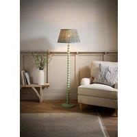 ValueLights Bobbin Bobbles Floor Lamp with Floral Pleated Tapered Lamp Shade in Pale Green