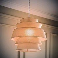 ValueLights Valerie Linen 5 Tier Easy Fit Drum Ceiling Light Lamp Shade with Bulb in Natural