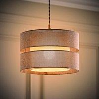 ValueLights Sophia Linen Tier 30cm Drum Easy Fit Ceiling Light Lamp Shade and Bulb in Grey