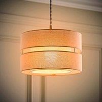 ValueLights Sophia Linen Tier 30cm Drum Easy Fit Ceiling Light Lamp Shade and Bulb in Natural