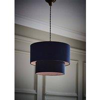ValueLights Jodie Linen Two Tier Easy Fit Drum Ceiling Light Lamp Shade with Bulb in Navy