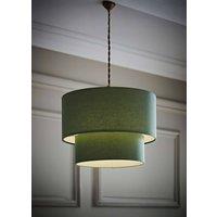 ValueLights Jodie Linen Two Tier Easy Fit Drum Ceiling Light Lamp Shade with Bulb in Pale Green