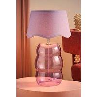 ValueLights Lolly Lilac Glass Bubble Table Lamp with Lilac Scallop Shade and Bulb