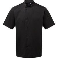 Premier Men Essential Short Sleeve Chefs Jacket in Black | Size: 4X-Large