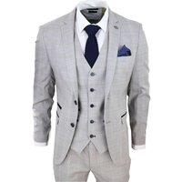 Paul Andrew Men Hugo Grey 3 Piece Suit Navy Check Velvet | Size: 52R