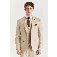 Paul Andrew Men Belmont Blazer Tailored Fit Summer Suit Jacket in Beige | Size: 52R