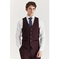 Paul Andrew Men Regeent Waistcoat Plaid Check Formal Suit Vest in Wine | Size: 50R