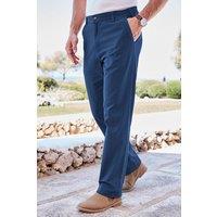 Cotton Traders Men Flat Front Comfort Trousers in Navy | Size: 40S