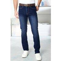 Cotton Traders Men Ultimate Comfort 4-Way Stretch Slim Fit Jeans 27 (68.5cm) inside leg in Dark Indigo | Size: 32R