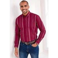Cotton Traders Men Long Sleeve Winter Weight Patterned Oxford Shirt in Dark Red | Size: 2X-large