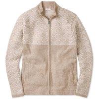 Cotton Traders Men Fair Isle Zip Through Cardigan in Light Beige | Size: Medium