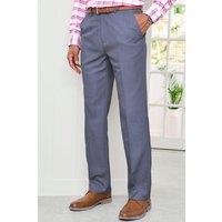 Cotton Traders Men Flat Front Supreme Easy-Care Trousers in Mid Blue | Size: 38L