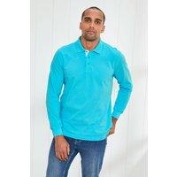 Cotton Traders Men Long Sleeve Polo Shirt in Light Blue | Size: 2X-large